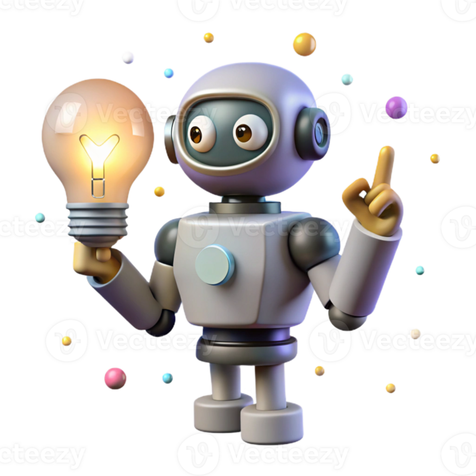 wonderful abstract Robot Silhouette with Lightbulb Transparent for Innovation authentic png
