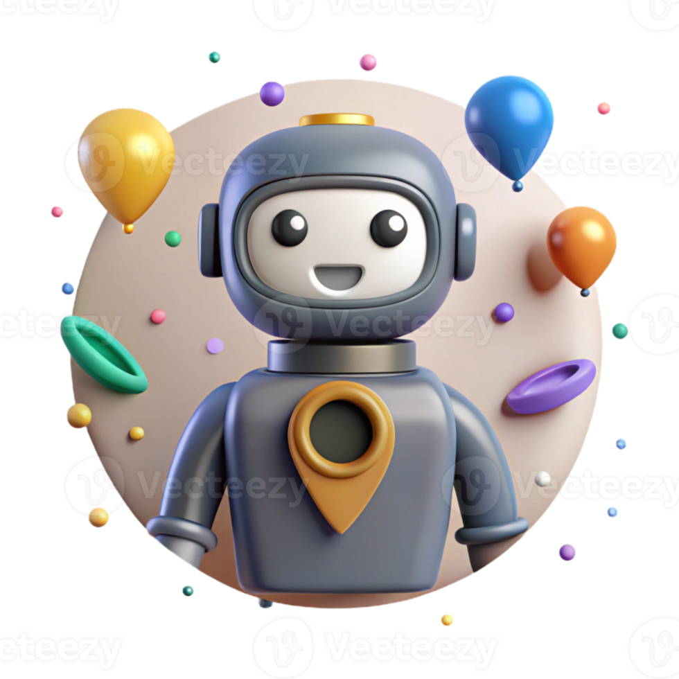 beautiful artistic Robot Silhouette with Location Icon Cutout for Gps Navigation detailed png