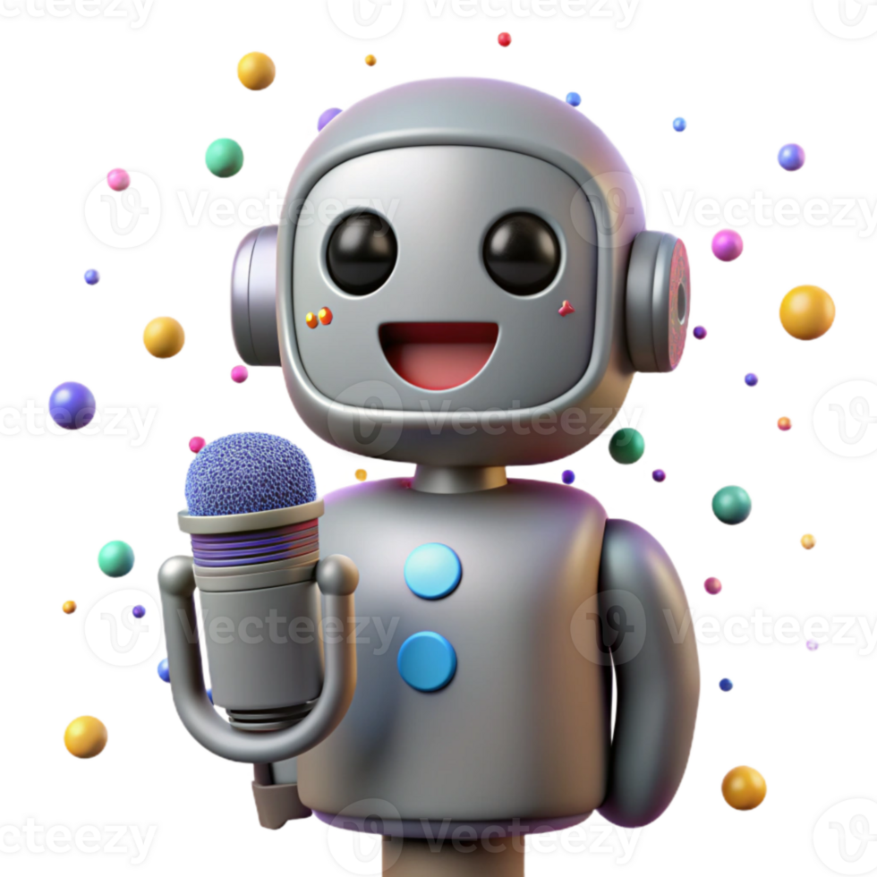 elegant abstract Robot Silhouette with Microphone Icon Transparent for Audio Recording original png