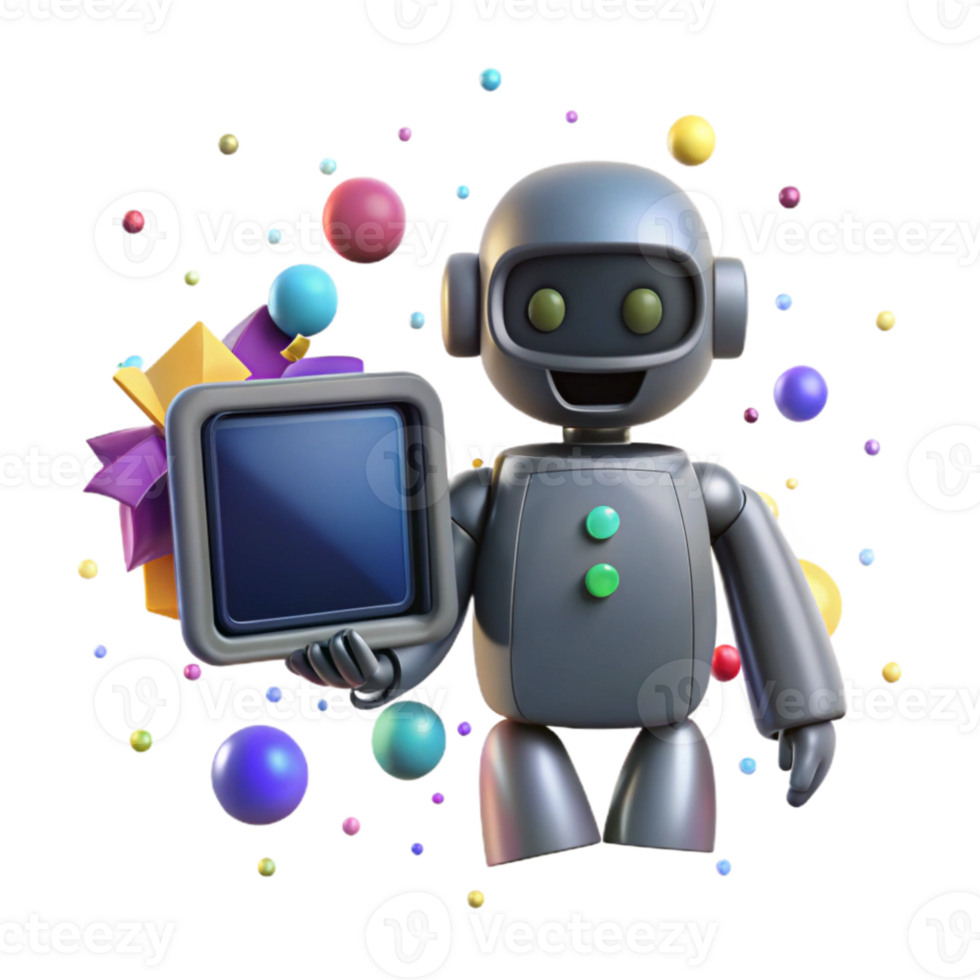 beautiful artistic Robot Silhouette with Screen Cutout for User Interface professional png