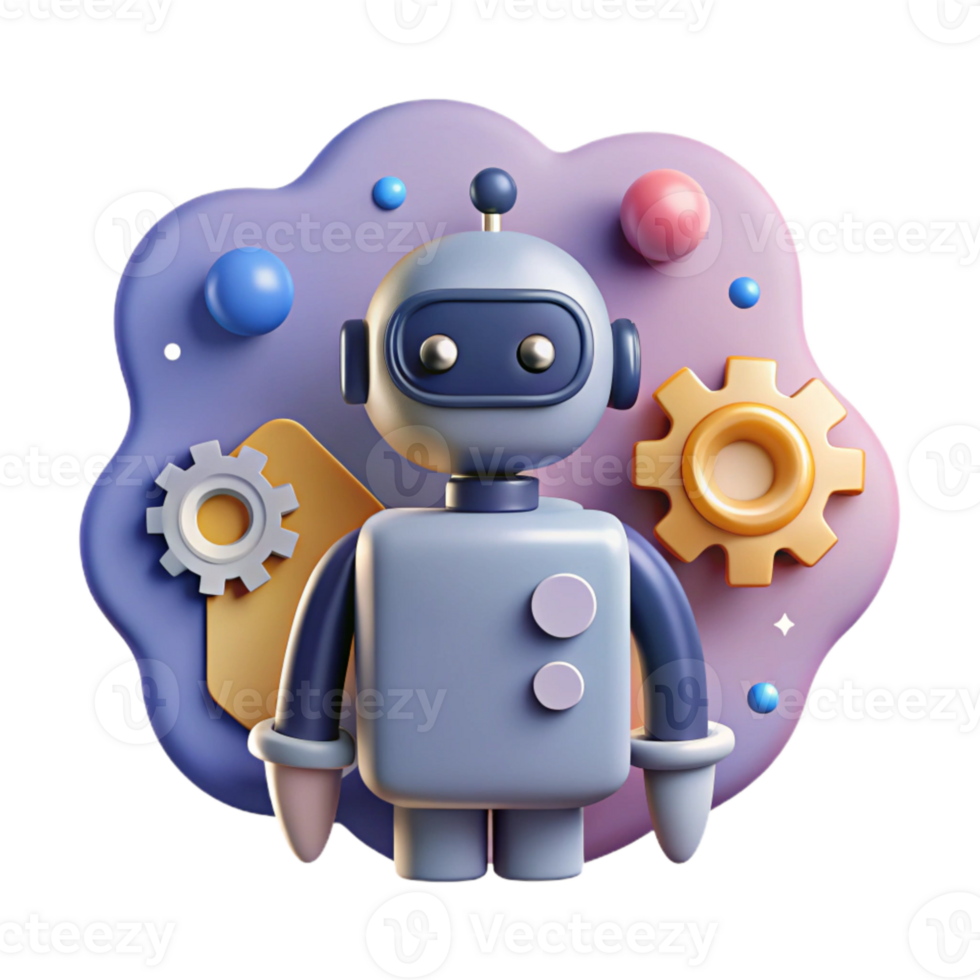 vibrant vintage Robot Silhouette with Settings Icon Isolated for Customization png