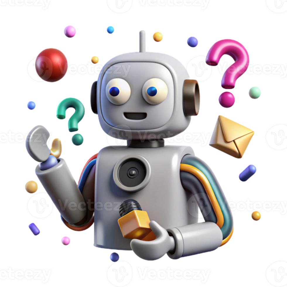 elegant rustic Robot Silhouette with Question Mark Isolated for Problem Solving original png