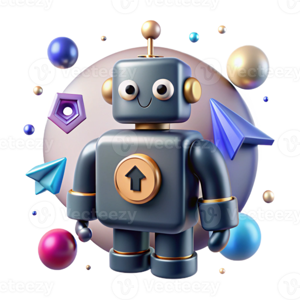 vibrant artistic Robot Silhouette with Upload Icon Transparent for Data Transfer premium png