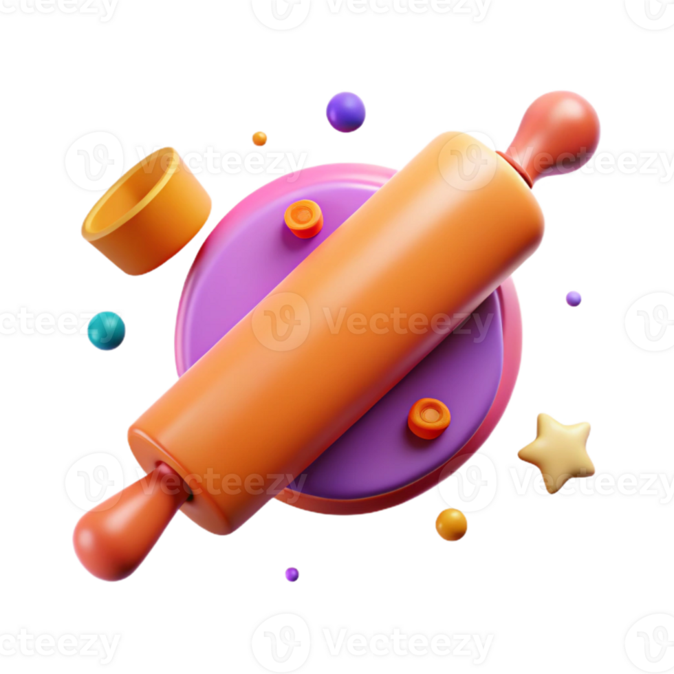 serene modern Rolling Pin Baking Isolated for Food Blog Graphics detailed png
