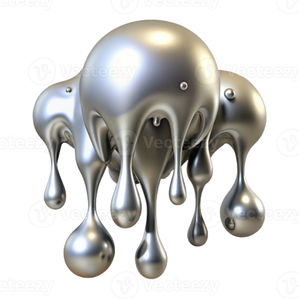 serene artistic Silver Paint Drips Isolated for Artistic Compositions high quality png