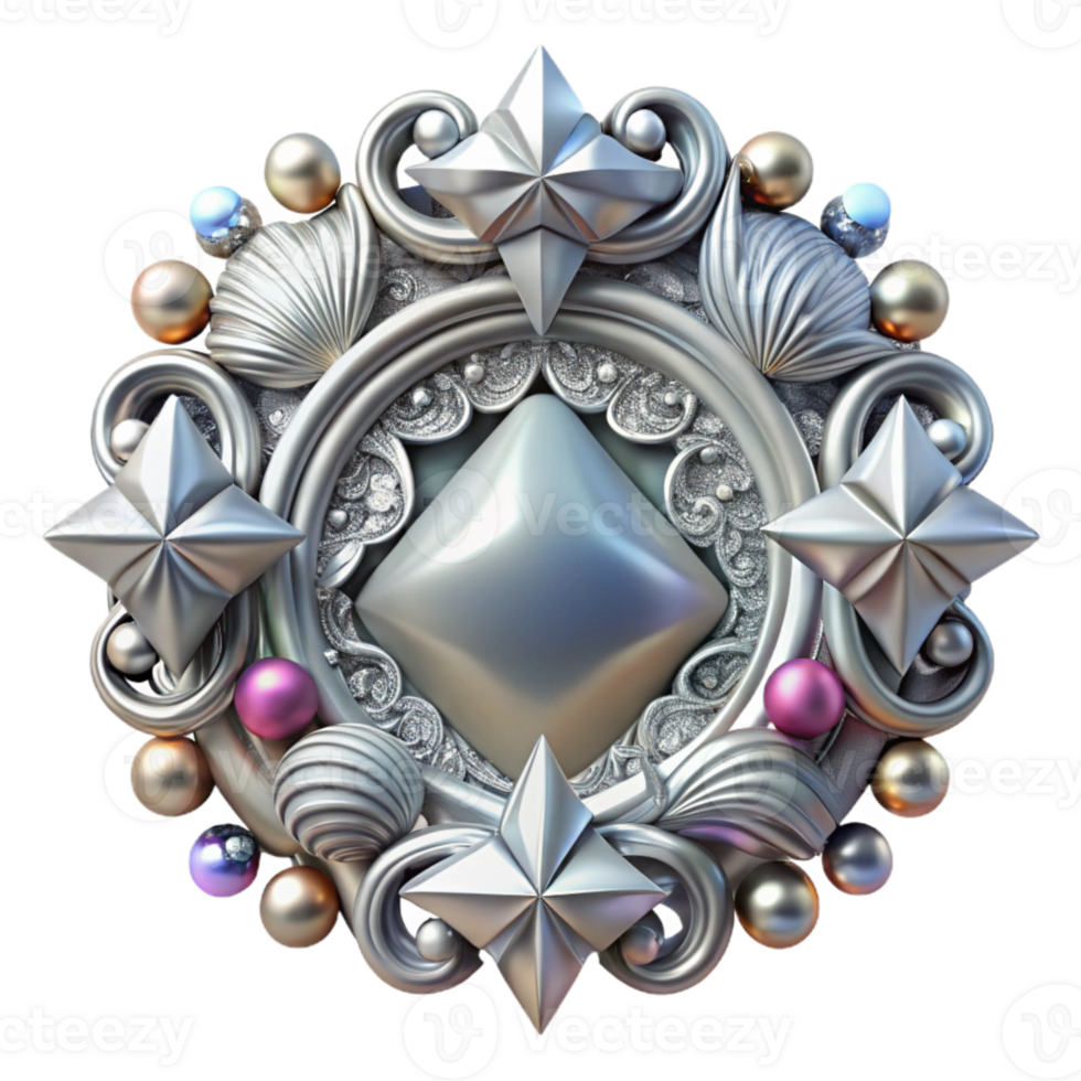 stunning abstract Silver Ornate Border Cutout for Vintage Graphics detailed png