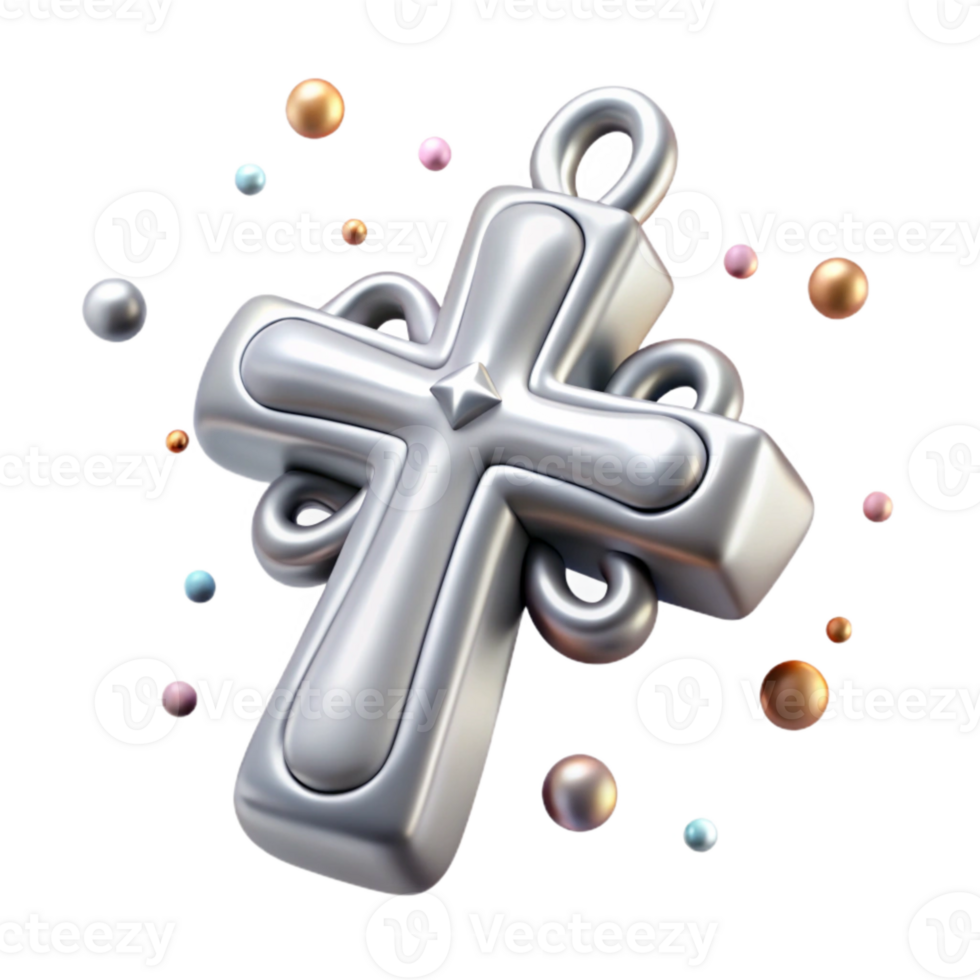 dramatic artistic Silver Pendant Cross Design Isolated for Religious Jewelry original png