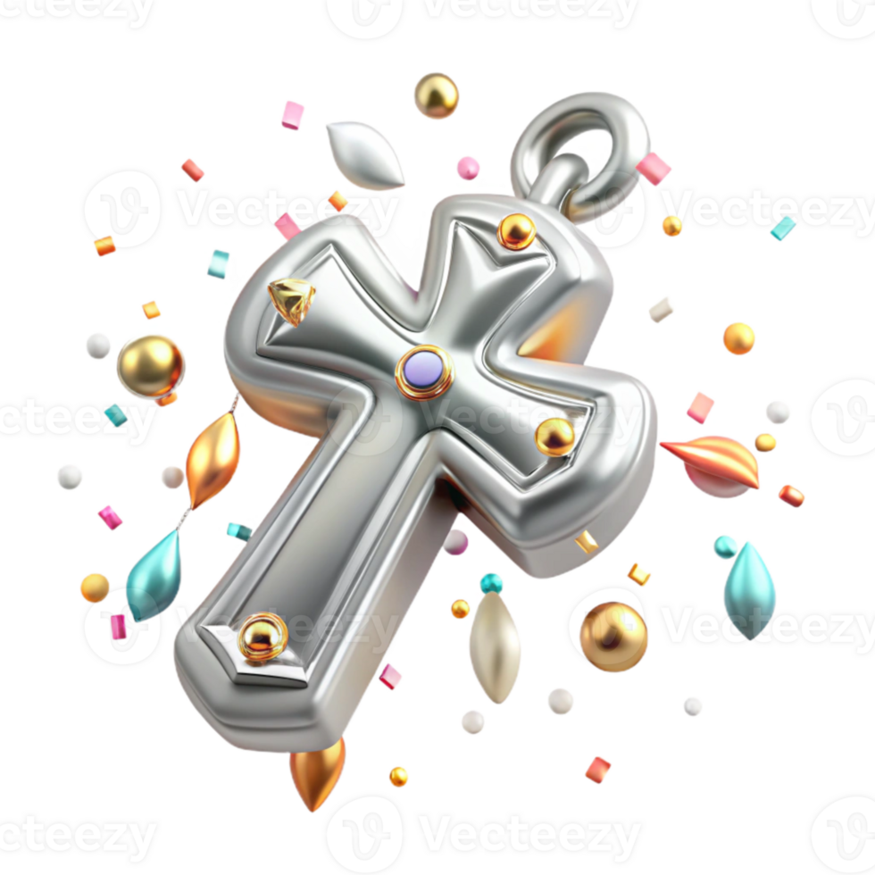 impressive abstract Silver Pendant Cross Design Isolated for Religious Jewelry professional png