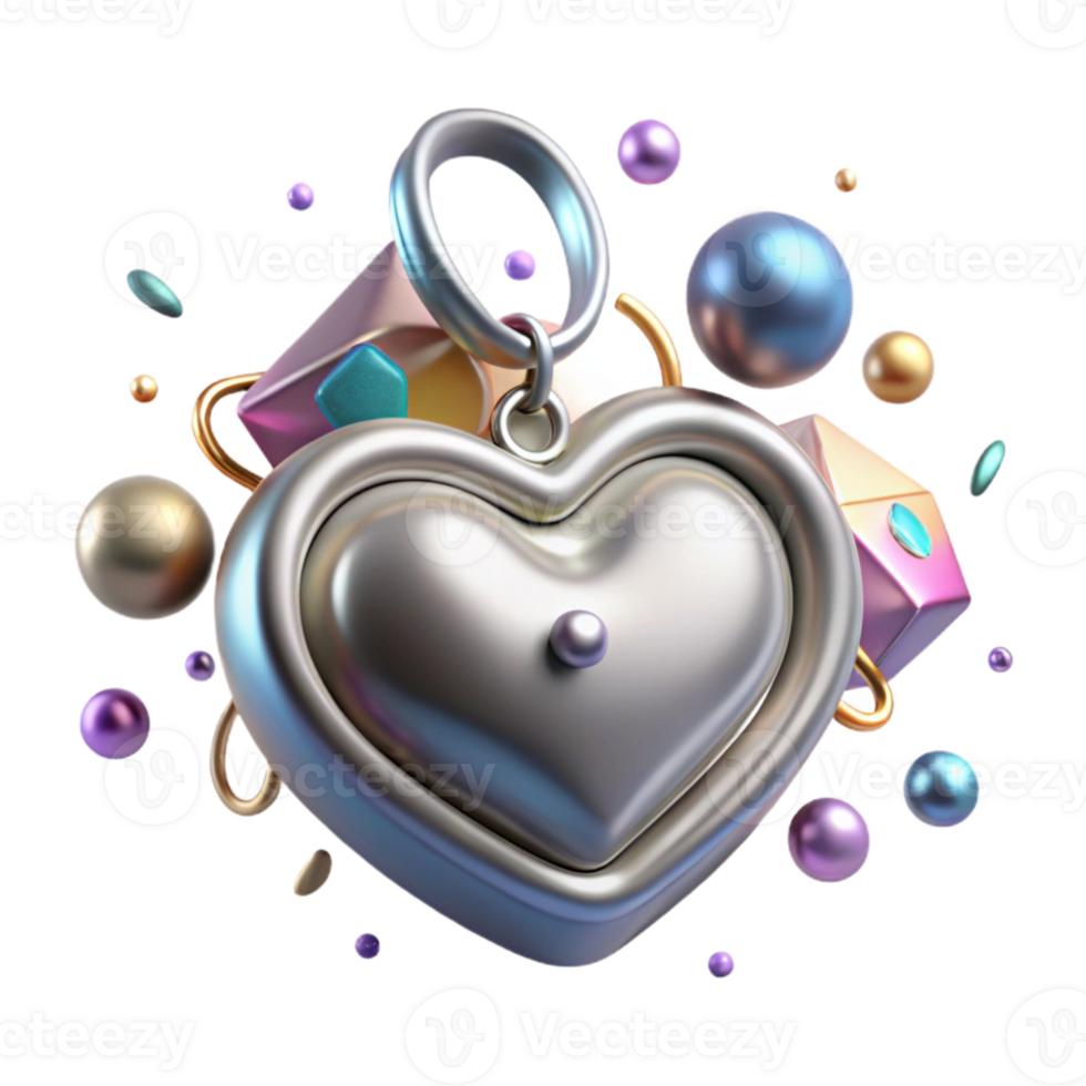 vibrant minimalist Silver Pendant Heart Shaped Design Cutout for Romantic Jewelry png