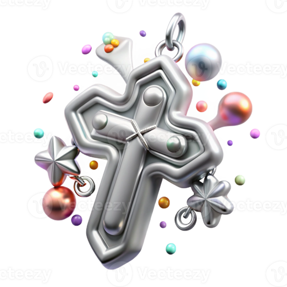 serene modern Silver Pendant Cross Design Isolated for Religious Jewelry premium png