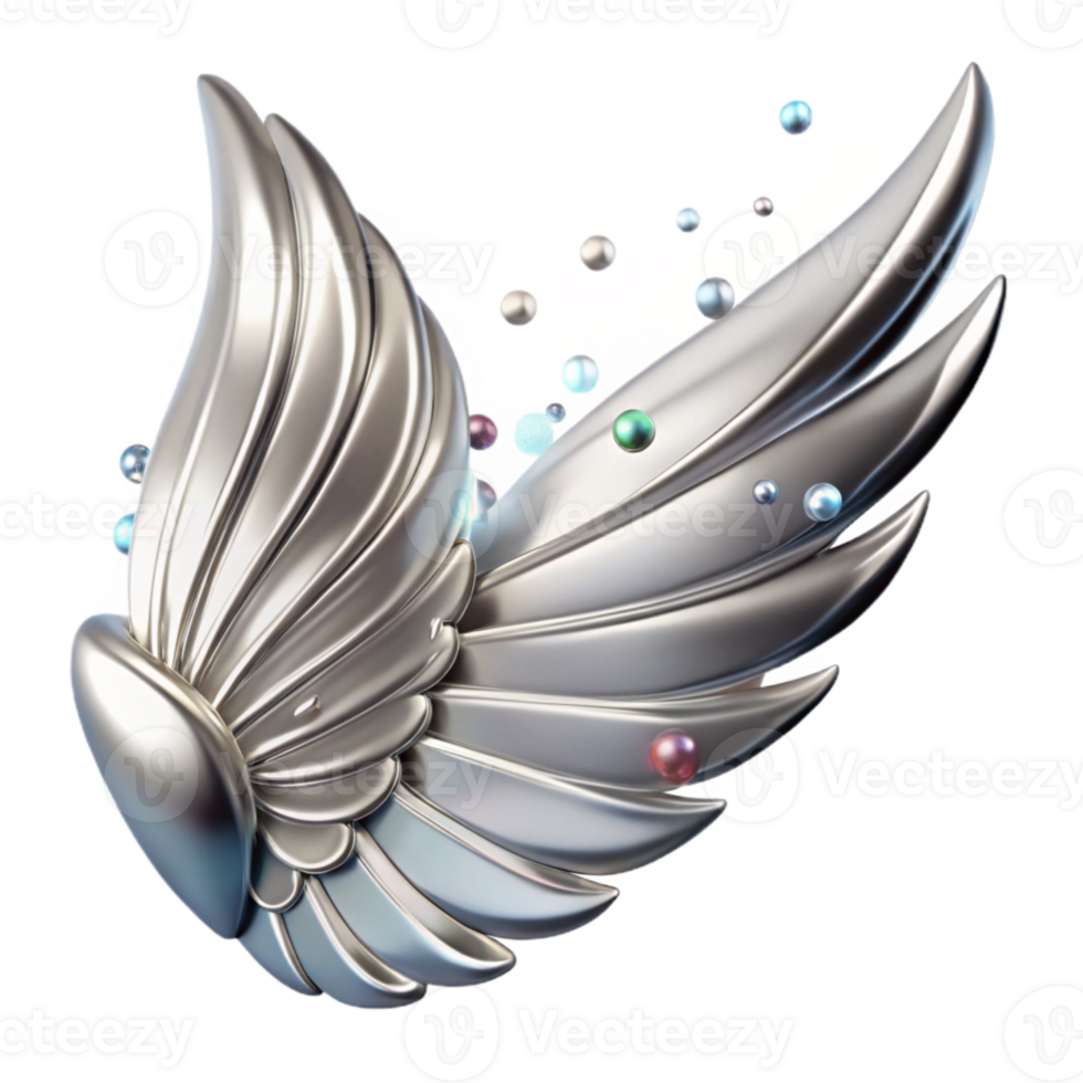 serene contemporary Silver Phoenix Wing Transparent Elegant Graphic exclusive png
