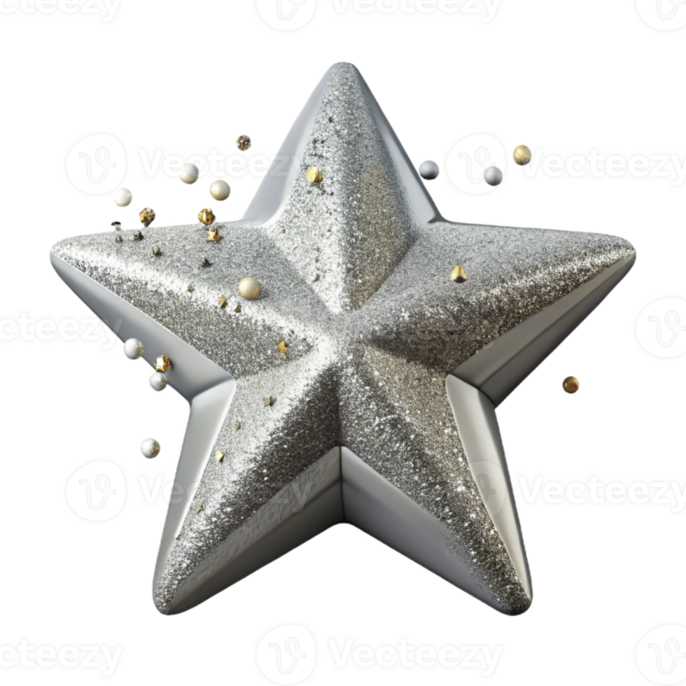 beautiful creative Silver Star Shape Glitter Transparent for Holiday Decoration high quality png