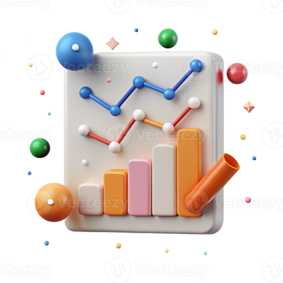beautiful creative Simple Line Chart with Grid Cutout for Data Analysis exclusive png