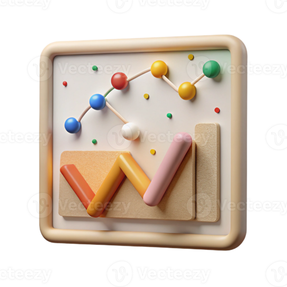 serene minimalist Simple Line Chart with Grid Cutout for Data Analysis genuine png