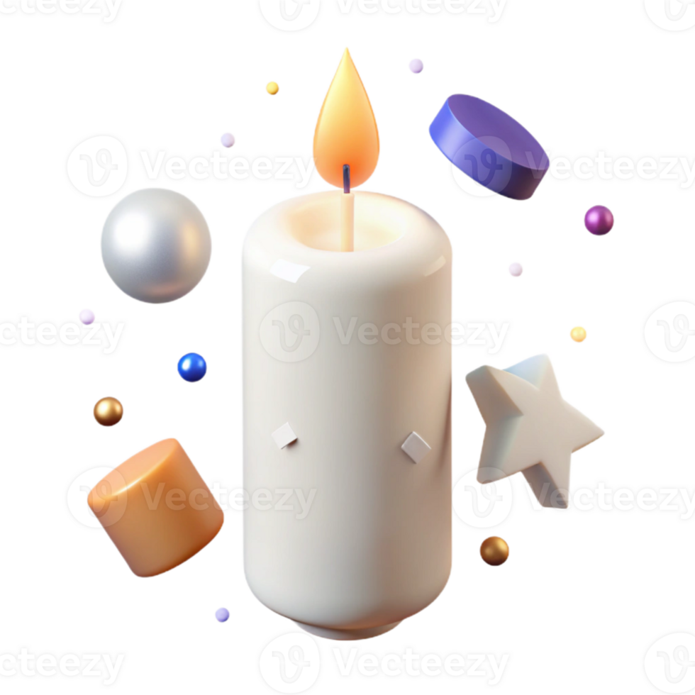 vibrant creative Simple White Birthday Candle Isolated for Minimalist Designs premium png
