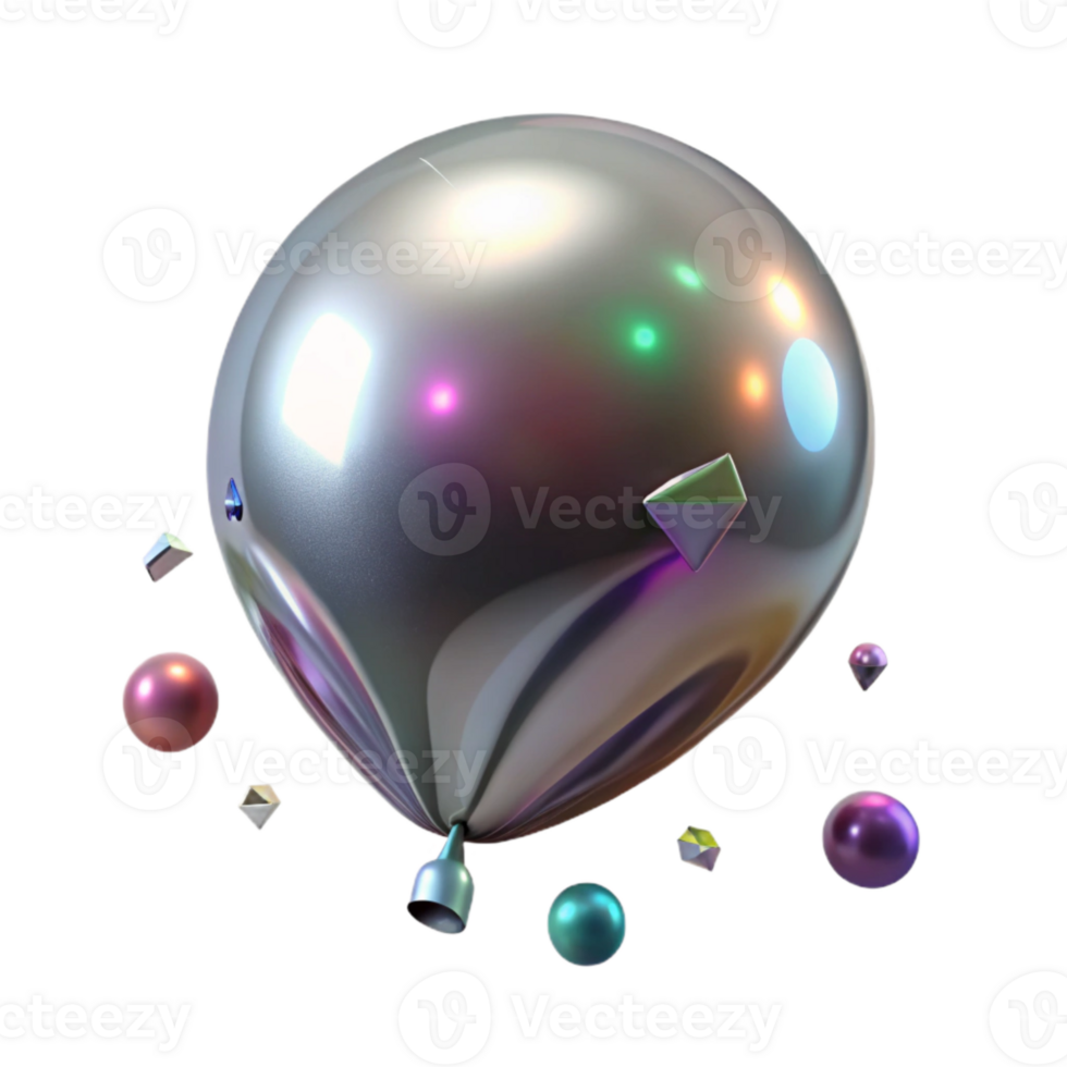 vibrant abstract Single Balloon Reflective Surface Isolated for Shine exclusive png
