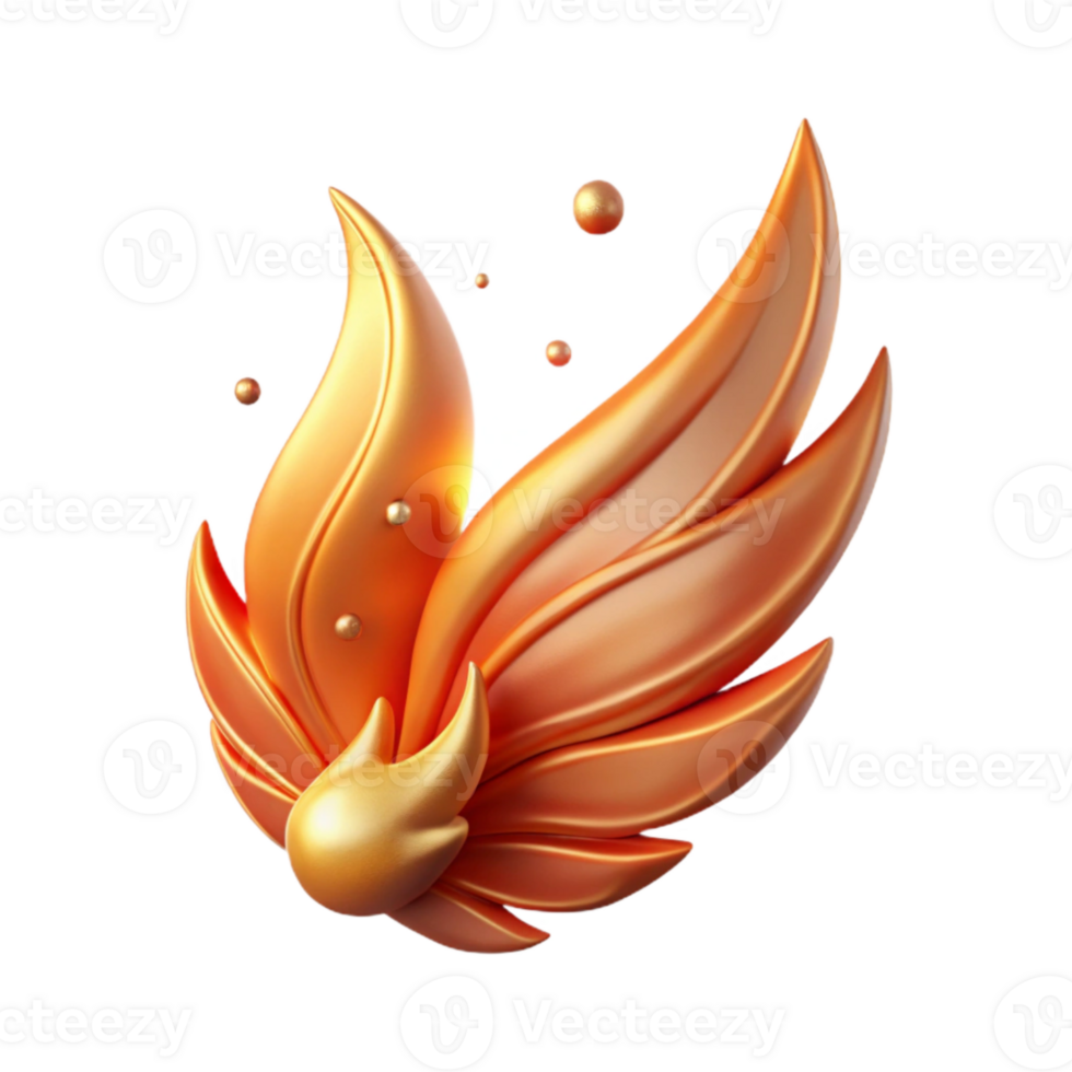 impressive artistic Single Phoenix Wing Transparent Fire Element Design authentic png