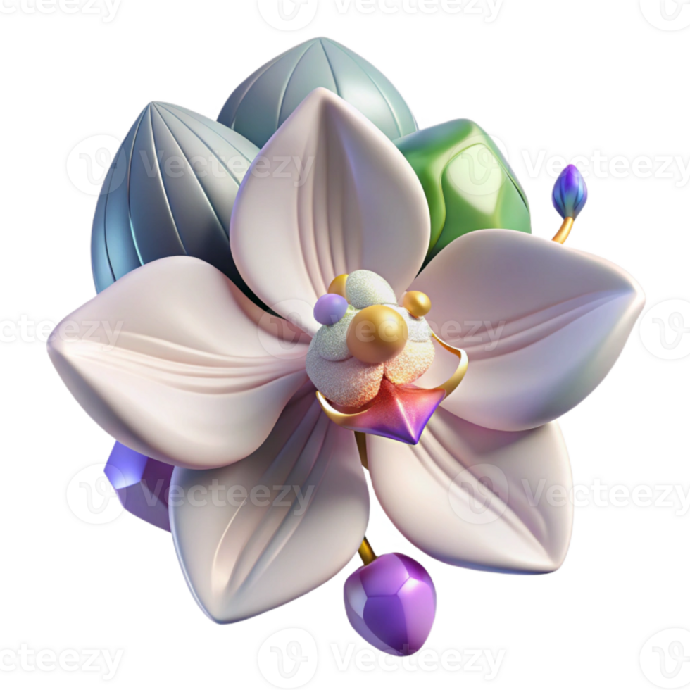 vibrant artistic Single Orchid Flower Isolated Cutout premium png