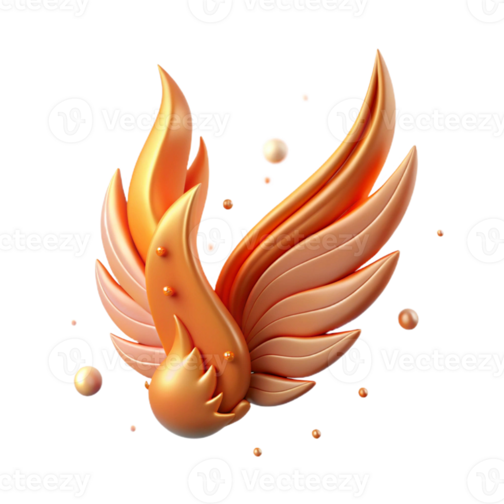 stunning traditional Single Phoenix Wing Transparent Fire Element Design original png
