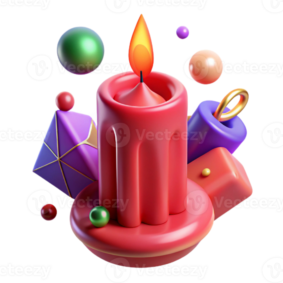 dramatic traditional Single Red Birthday Candle Isolated for Simple Designs high resolution png