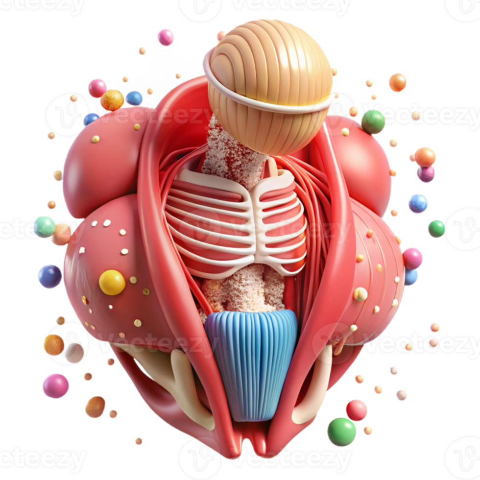 vibrant abstract Skeletal Muscle Anatomy Diagram Cutout for Human Biology genuine png