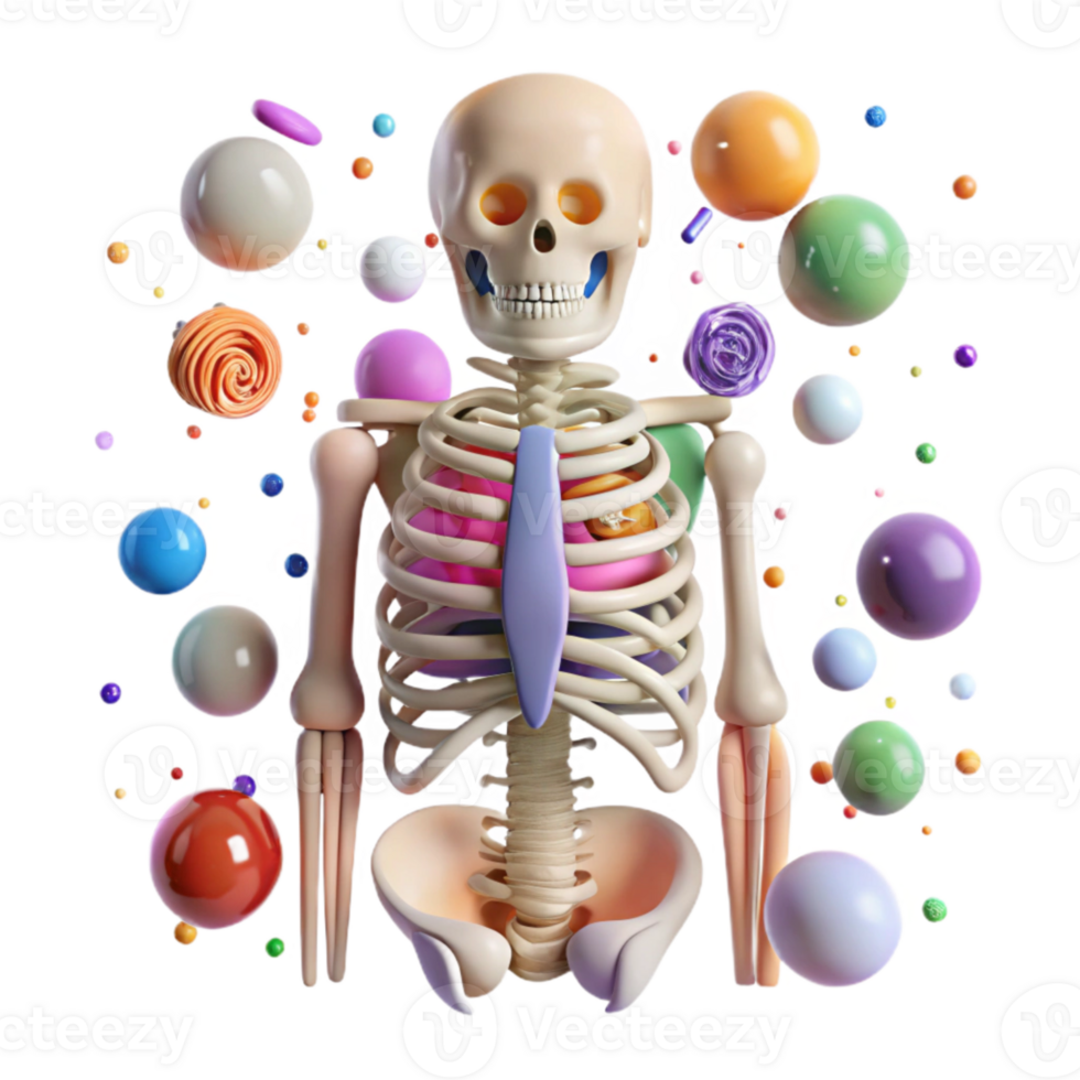 extraordinary artistic Skeletal System Labeled Diagram Cutout for Medical Students detailed png