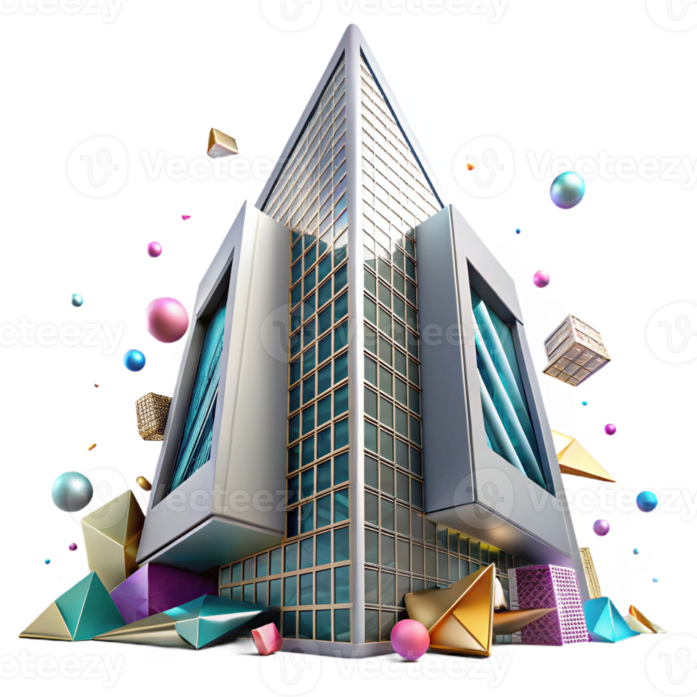 beautiful rustic Skyscraper Facade Angular Design Perspective Cutout premium png
