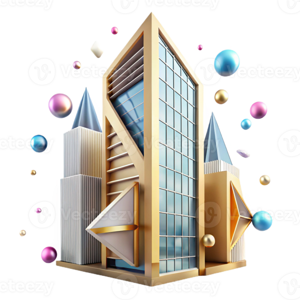 impressive traditional Skyscraper Facade Angular Design Perspective Cutout detailed png