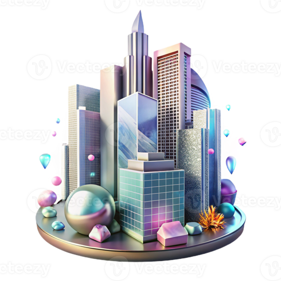 vibrant contemporary Skyscraper Facade Reflection City View Isolated high quality png