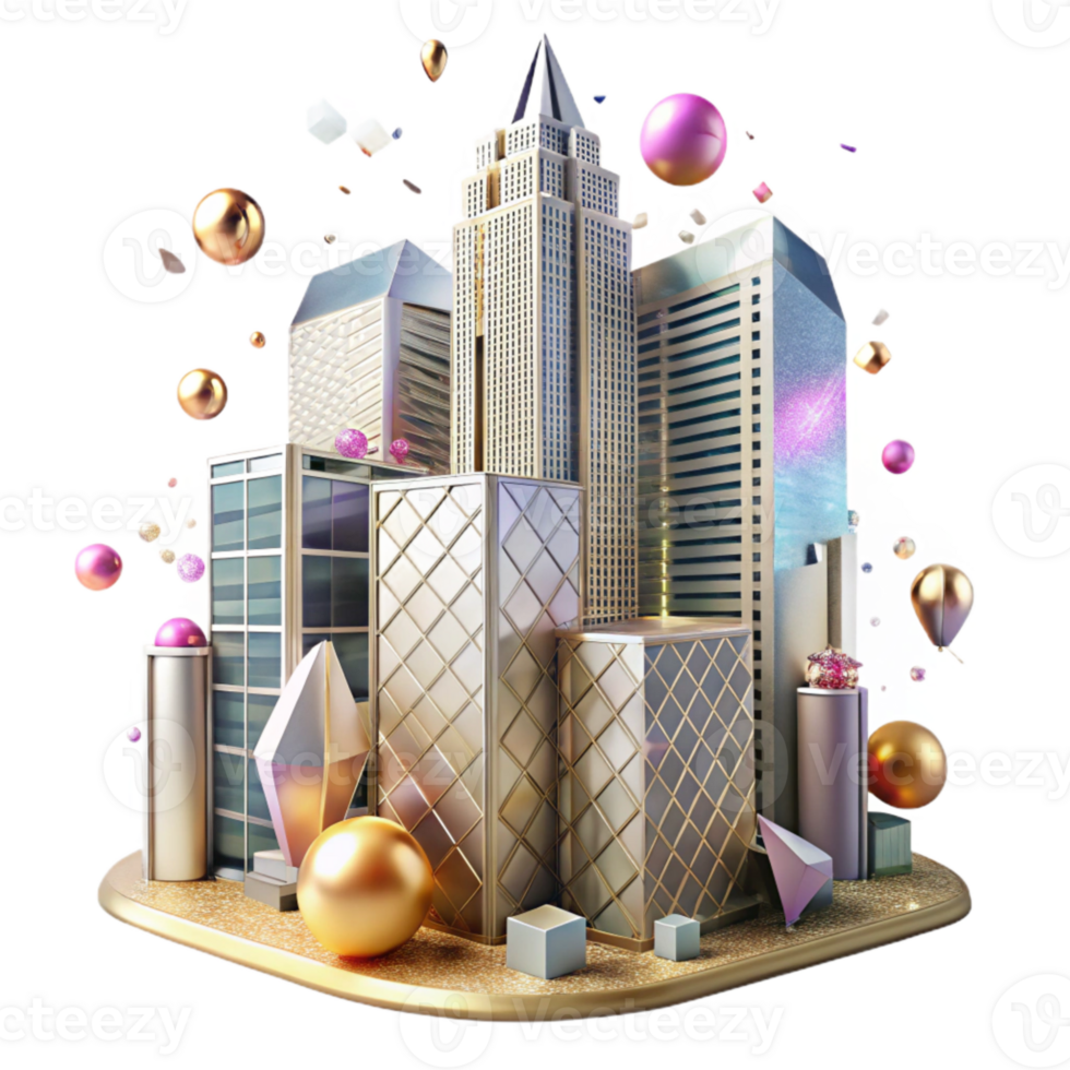 magnificent minimalist Skyscraper Facade Reflection City View Isolated professional png