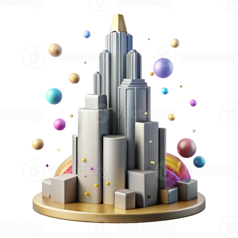dramatic modern Skyscraper Silhouette Cutout for Cityscape Illustrations premium png