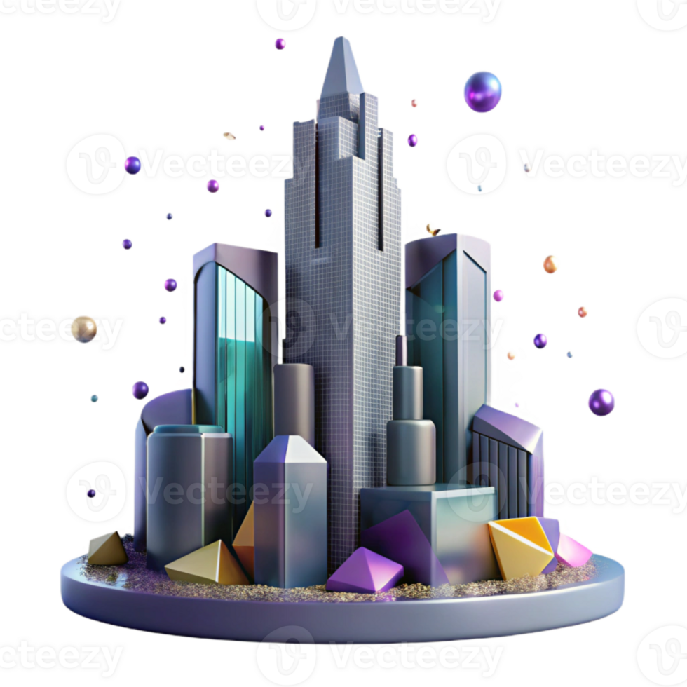 serene artistic Skyscraper Silhouette Panorama Isolated for Design high resolution png