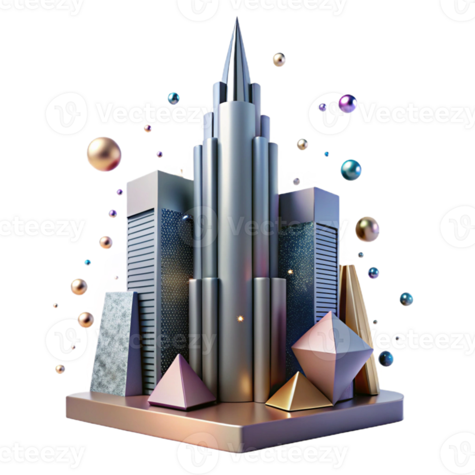 elegant contemporary Skyscraper Silhouette Cutout for Architectural Visualization premium png