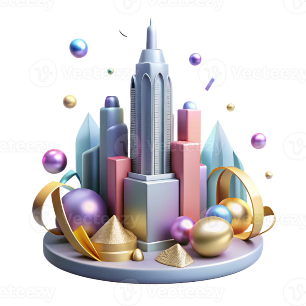 vibrant minimalist Skyscraper Silhouette Cutout for Architectural Visualization png