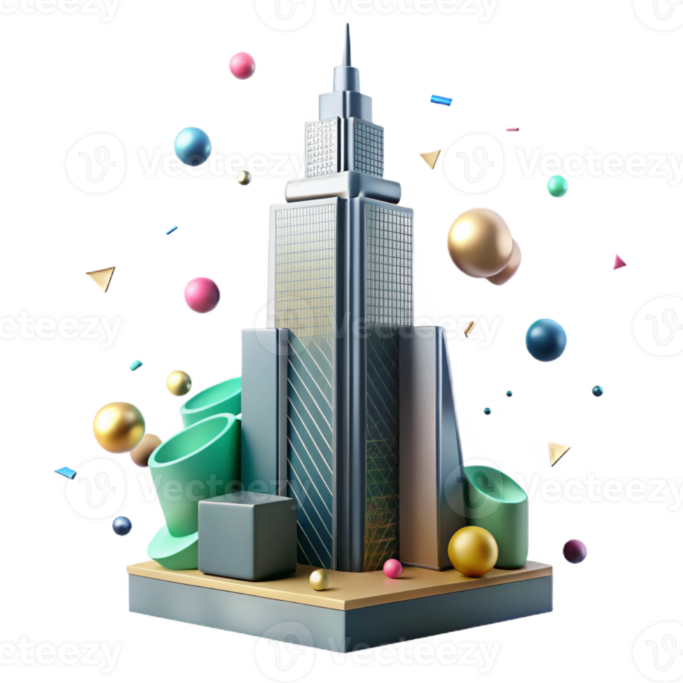 extraordinary creative Skyscraper Silhouette with Transparent Background genuine png