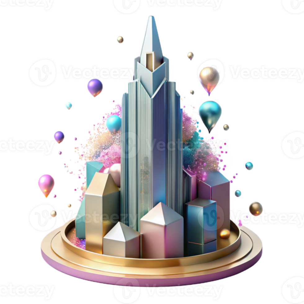 dramatic abstract Skyscraper Silhouette with Transparent Background detailed png