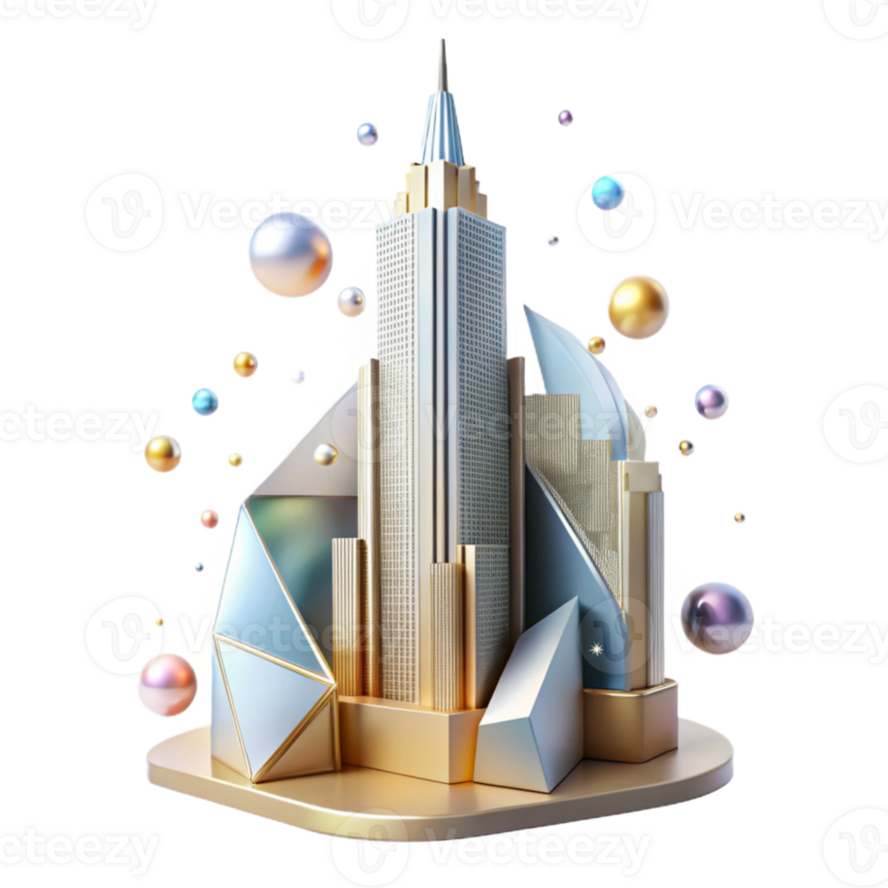 serene artistic Skyscraper Silhouette with Transparent Background original png