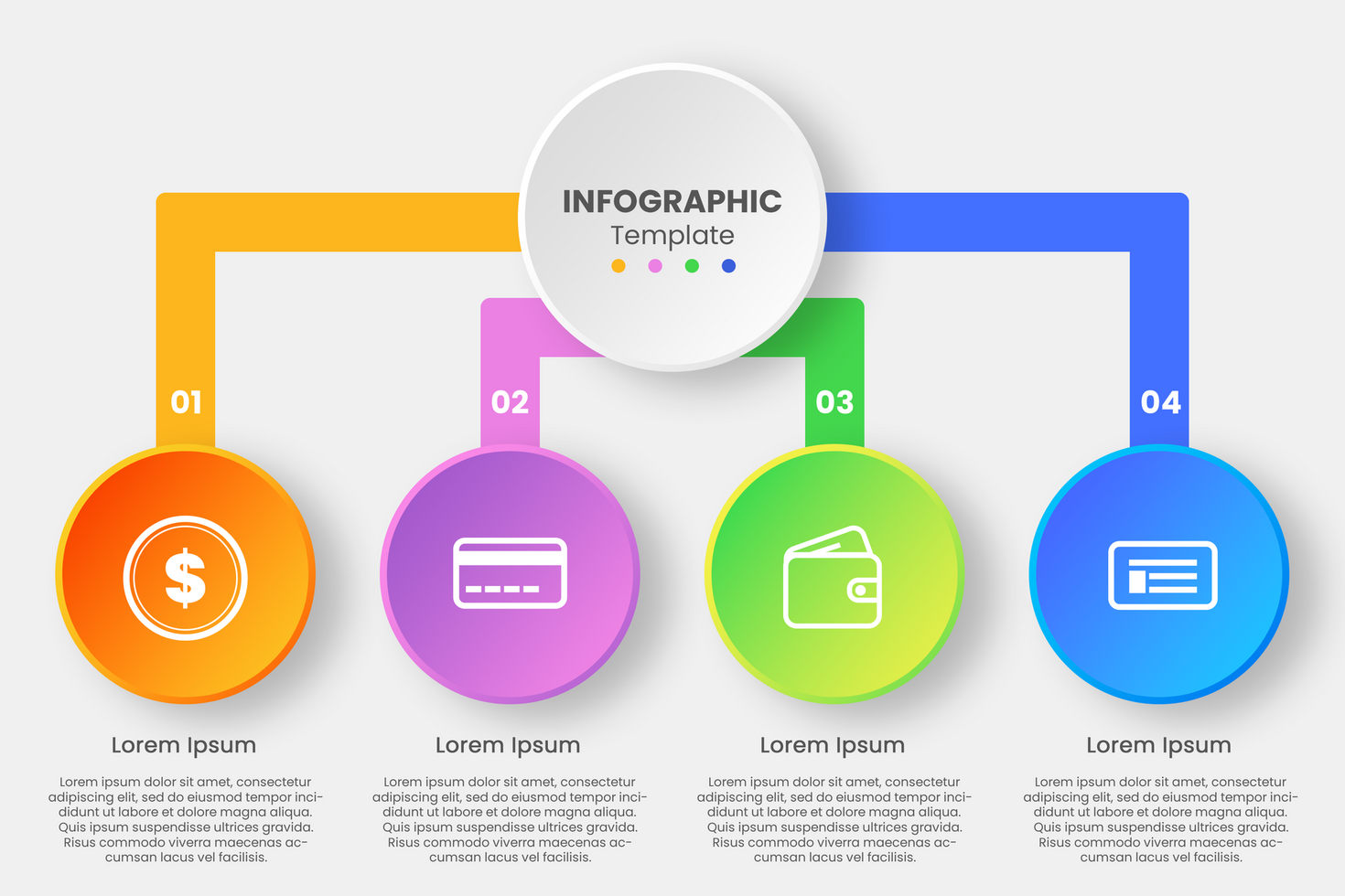 4 steps minimalist modern infographic with icon psd