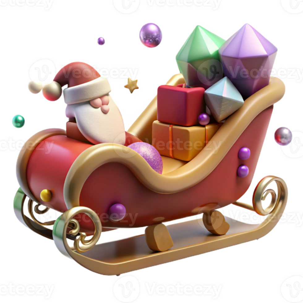 beautiful artistic Sleigh Wooden Santa Transport Transparent original png