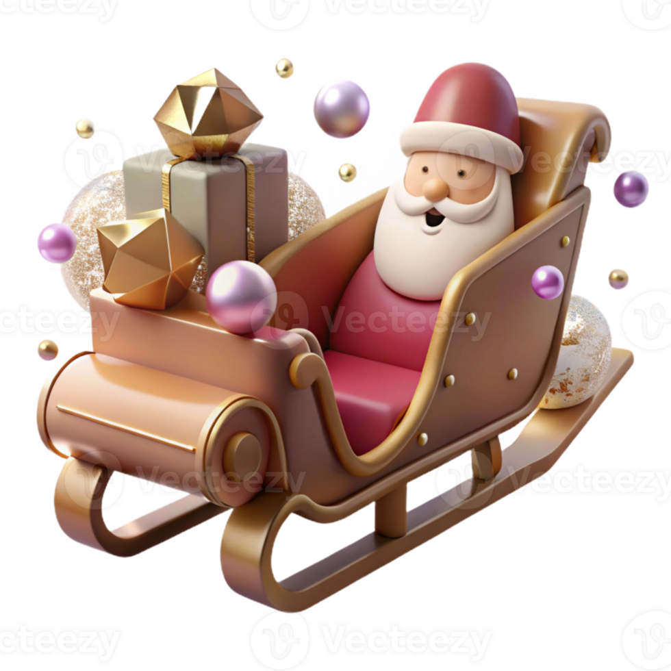 vibrant minimalist Sleigh Wooden Santa Transport Transparent original png