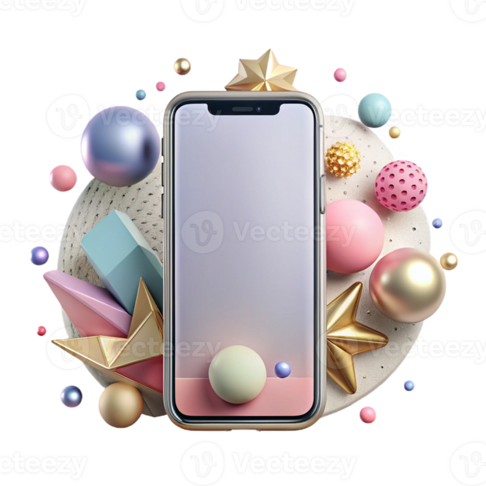 elegant traditional Smartphone Front View Blank Screen Transparent for App Mockups png