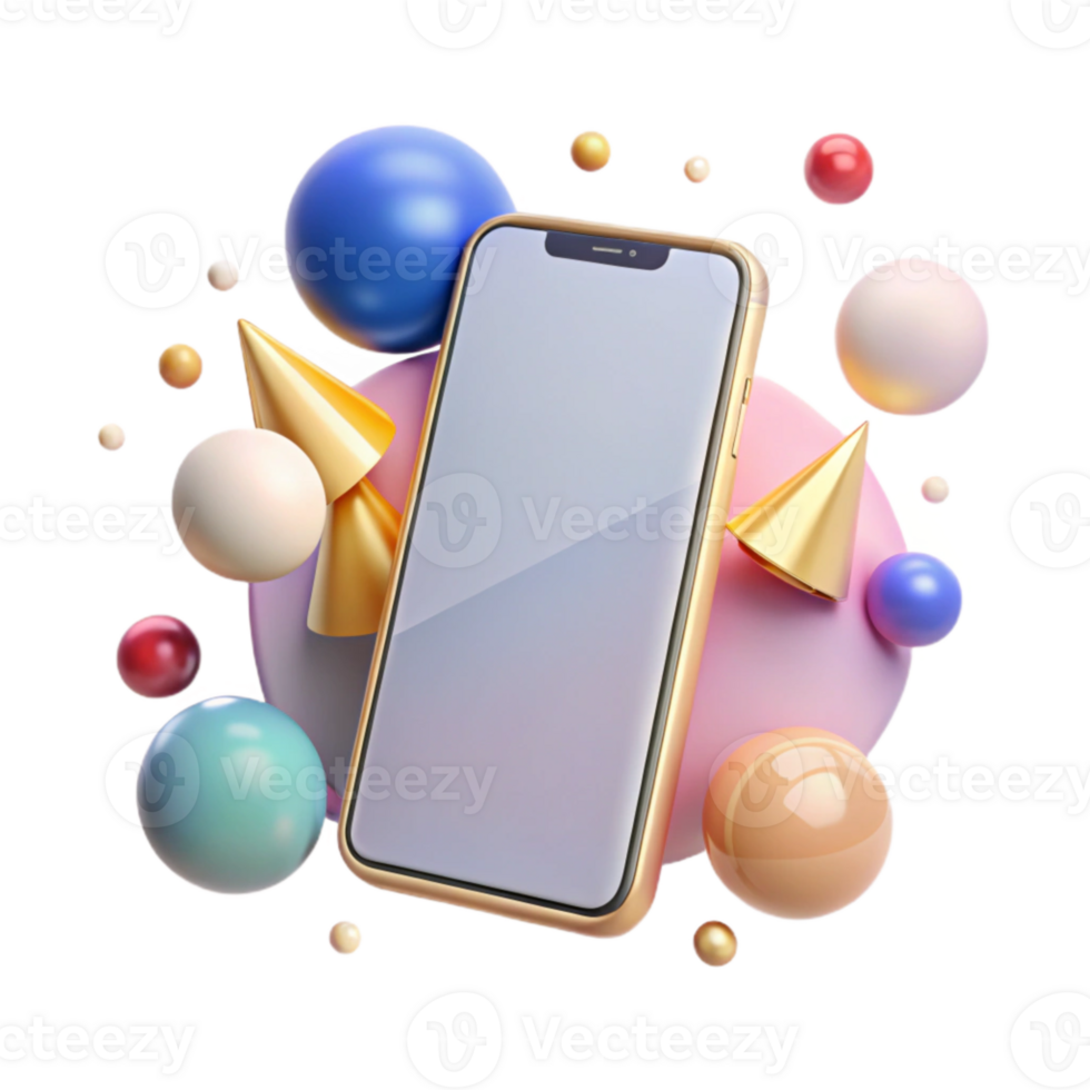 beautiful abstract Smartphone Mobile Device Blank Screen Cutout for App Mockups high quality png
