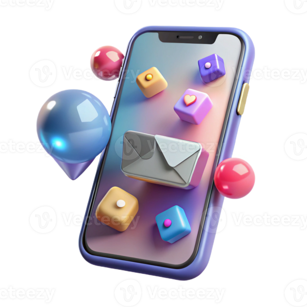 stunning artistic Smartphone with Social Media App Cutout for Mobile Marketing high quality png