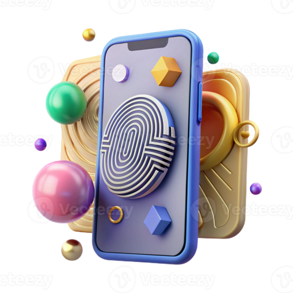 serene rustic Smartphone with Fingerprint Sensor Security Transparent for Mobile Security detailed png