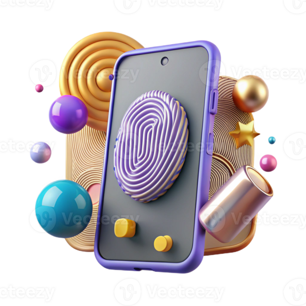 beautiful abstract Smartphone with Fingerprint Sensor Security Transparent for Mobile Security detailed png