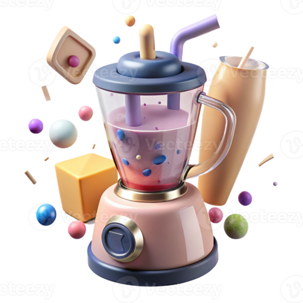 beautiful vintage Smoothie Blender with Ingredients Cutout for Health Food Promotions exclusive png