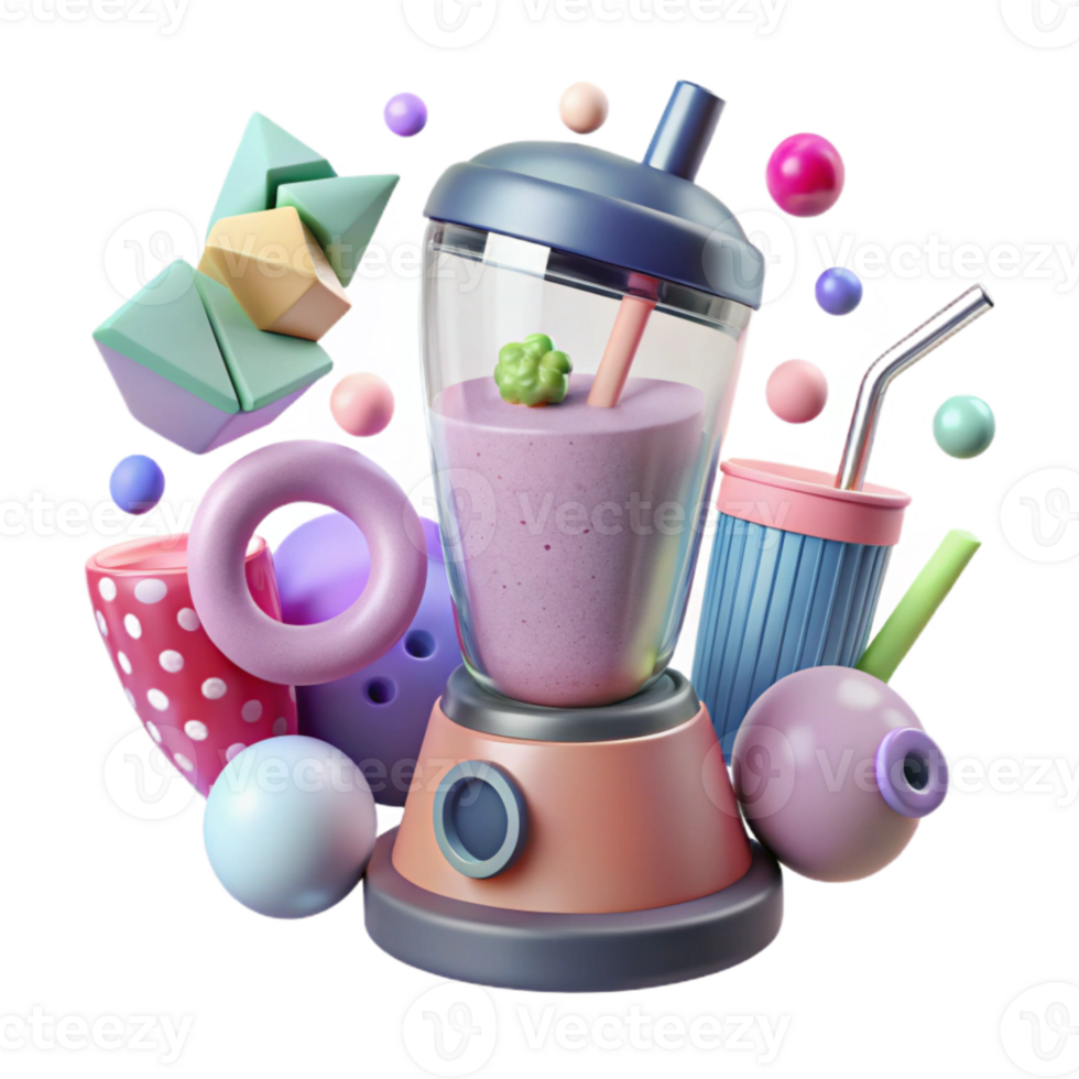serene vintage Smoothie Blender with Ingredients Cutout for Health Food Promotions genuine png