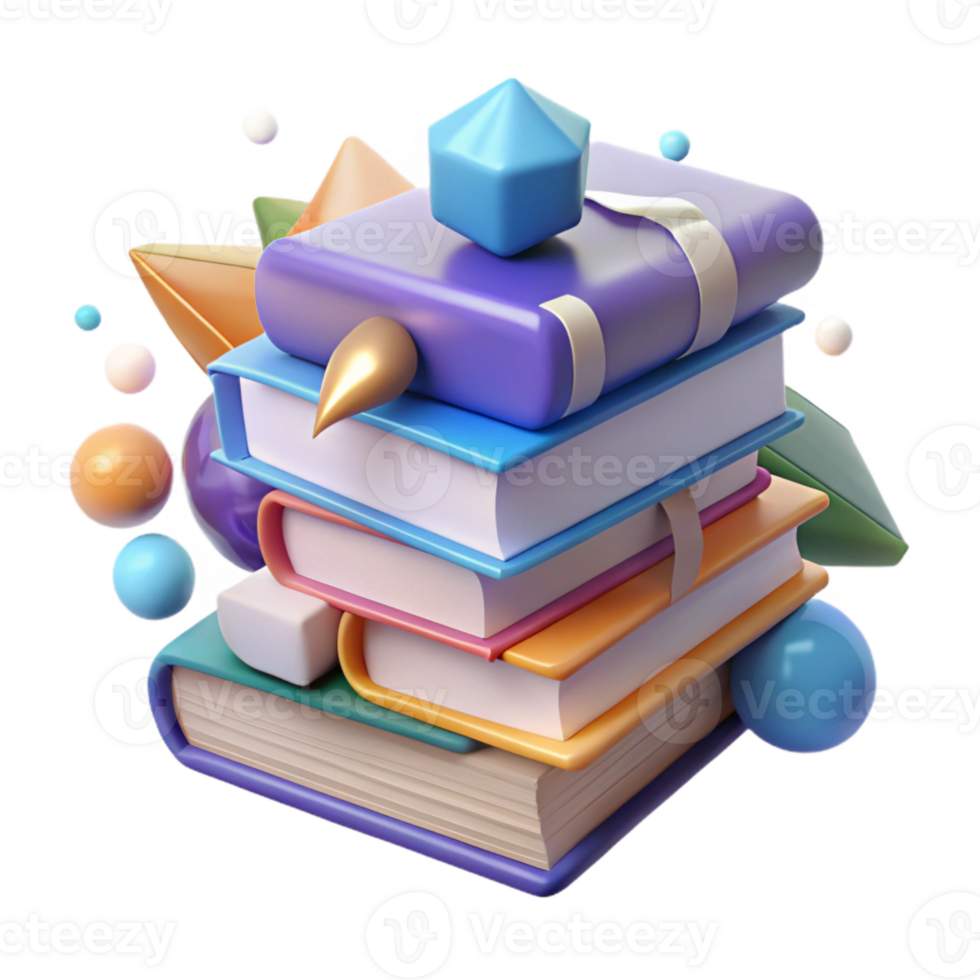 impressive abstract Stack of Books Education Icon Isolated for Library Graphics original png