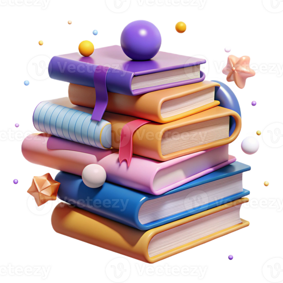 elegant rustic Stack of Books Education Icon Isolated for Library Graphics high resolution png