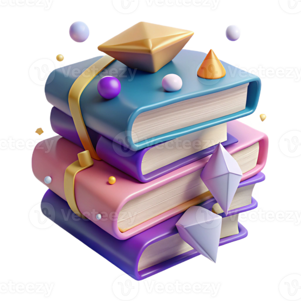 vibrant minimalist Stack of Library Books Isolated for Educational Websites professional png